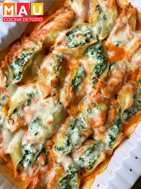 Conchas de Pasta Rellenas de Espinacas