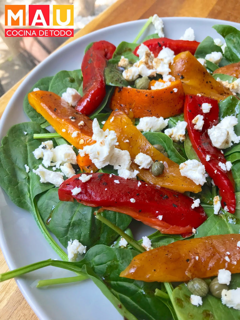 Ensalada de Espinacas y Pimientos Asados